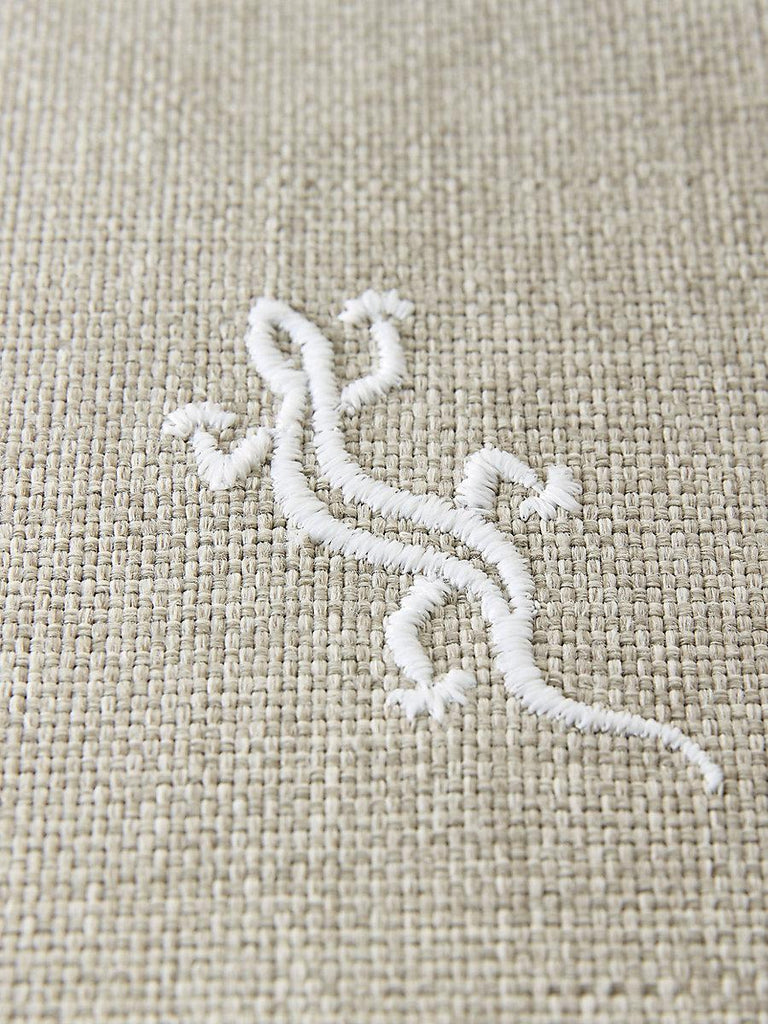 Scalamandre Gecko Embroidery - Outdoor Limestone Fabric