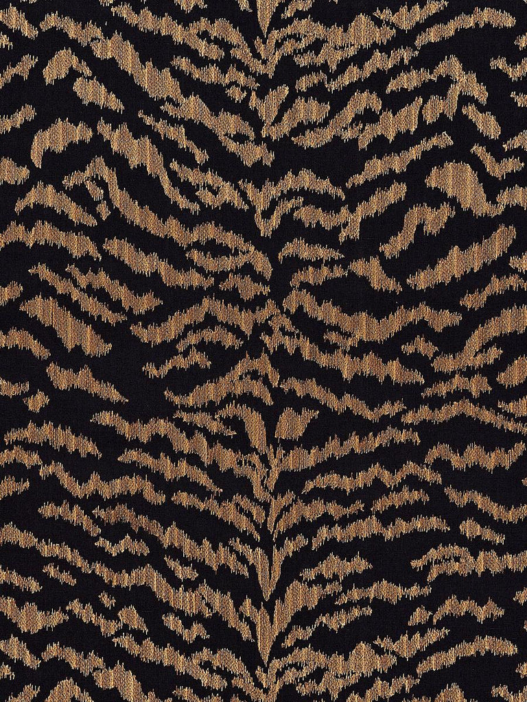 Scalamandre Tigress Wallcovering Bronze On Black Wallpaper