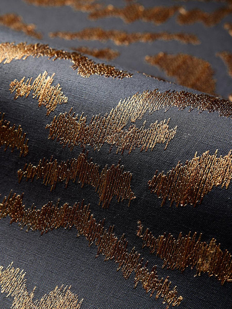 Scalamandre Tigress Wallcovering Bronze On Black Wallpaper