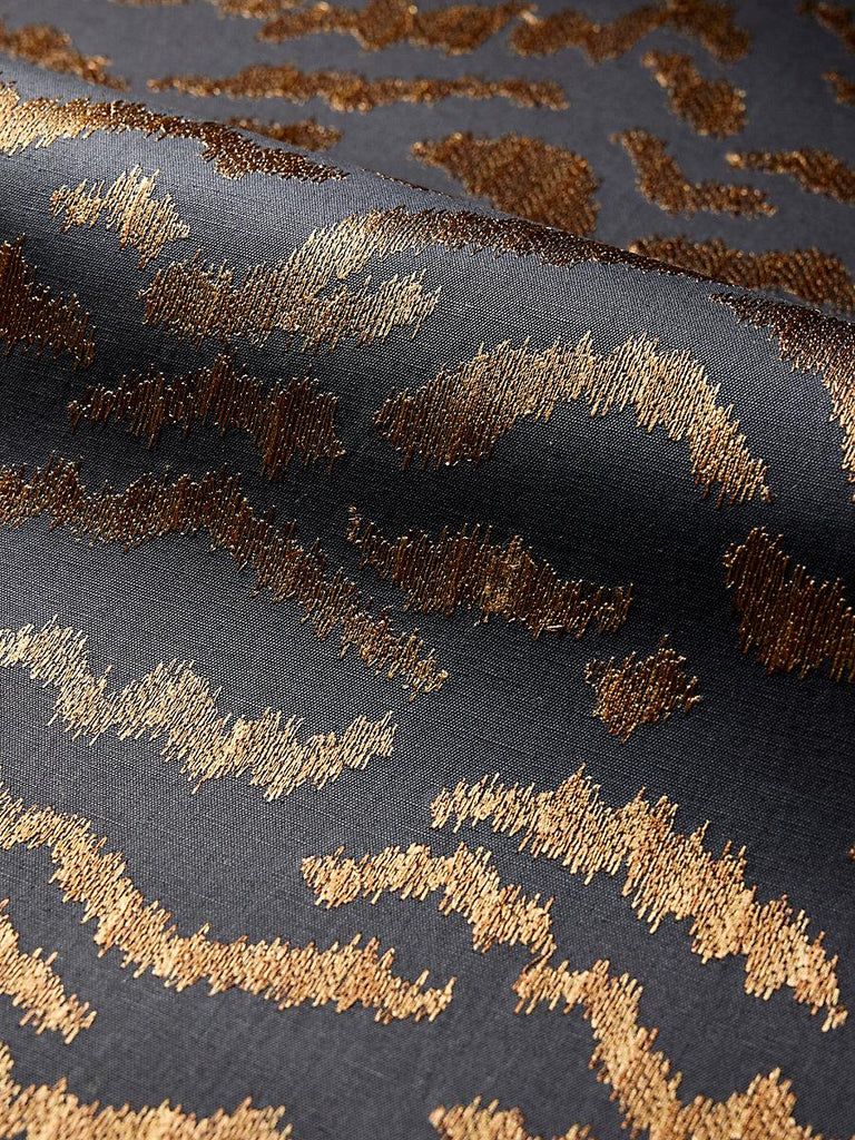 Scalamandre Tigress Wallcovering Bronze On Black Wallpaper