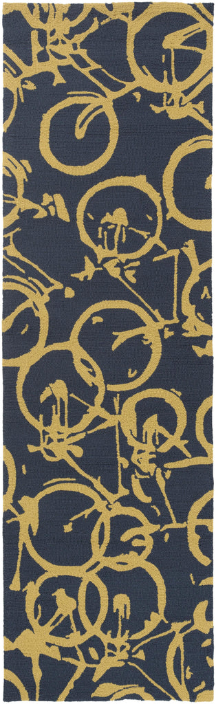 Surya Pandemonium PDM-1000 Ink Blue Mustard 9' x 12' Rug