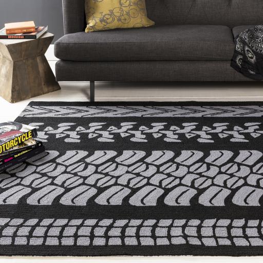 Surya Pandemonium PDM-1006 Black Gray 8' Round Rug