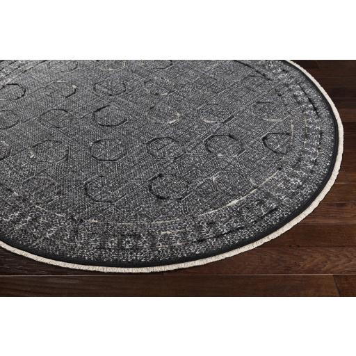 Surya Rajasthan RAJ-2301 Black Charcoal 6' Round Rug