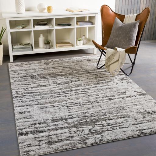 Surya Venice VNE-2301 Black Ivory 7'10" Round Rug