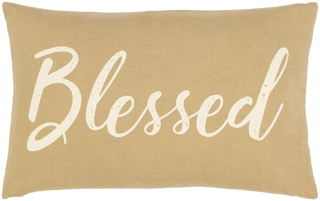 Surya Blessings BSG-001 Cream Tan 13"H x 20"W Pillow Cover