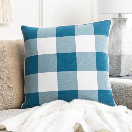 Surya Buffalo Plaid BPD-003 Deep Teal Pale Blue 20"H x 20"W Pillow Cover