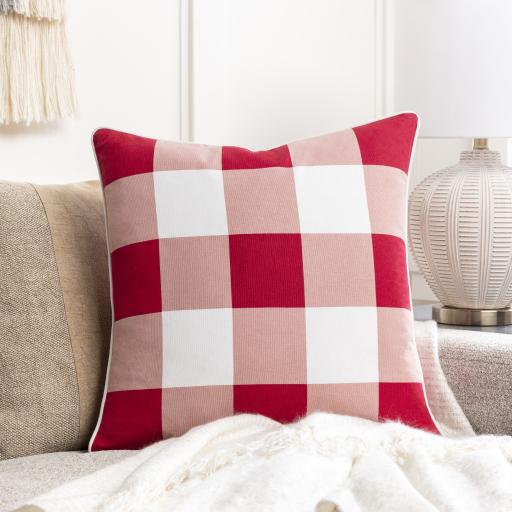 Surya Buffalo Plaid BPD-004 Light Pink Red 20"H x 20"W Pillow Cover