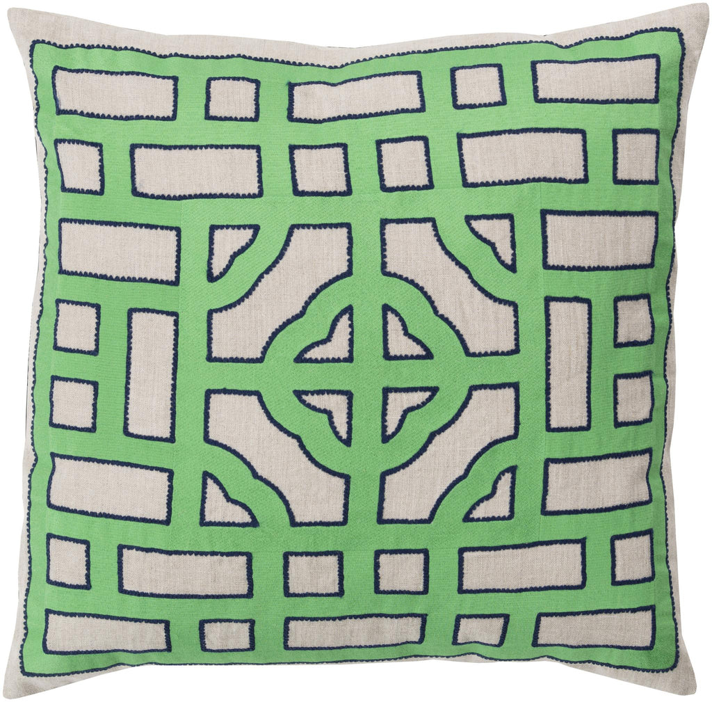 Surya Chinese Gate LD-045 Green Light Gray 18"H x 18"W Pillow Kit