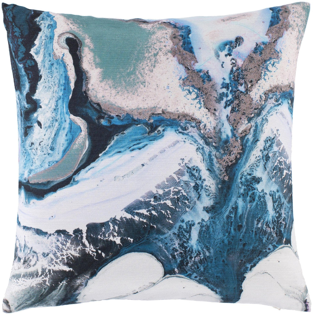 Surya Ebru EBR-001 Brown Dark Blue 22"H x 22"W Pillow Cover