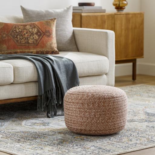 Surya Entwined EDPF-001 Blush Dusty Pink 12"H x 18"W x 18"D Pouf