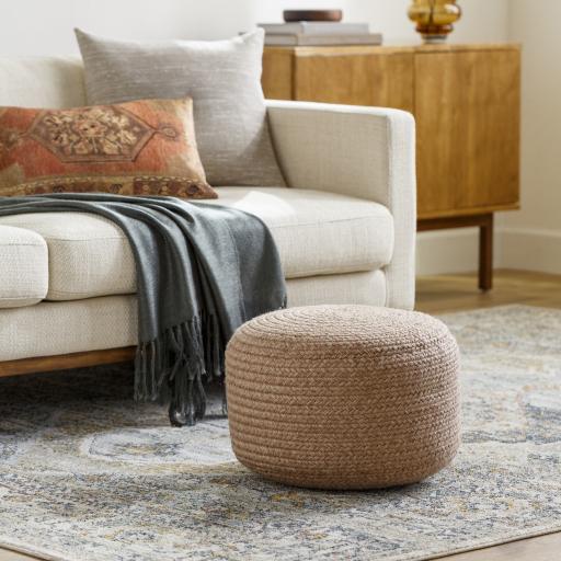 Surya Entwined EDPF-004 Dusty Pink 12"H x 18"W x 18"D Pouf