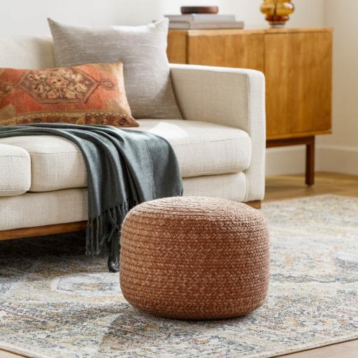 Surya Entwined EDPF-006 Light Brown Mauve 12"H x 18"W x 18"D Pouf