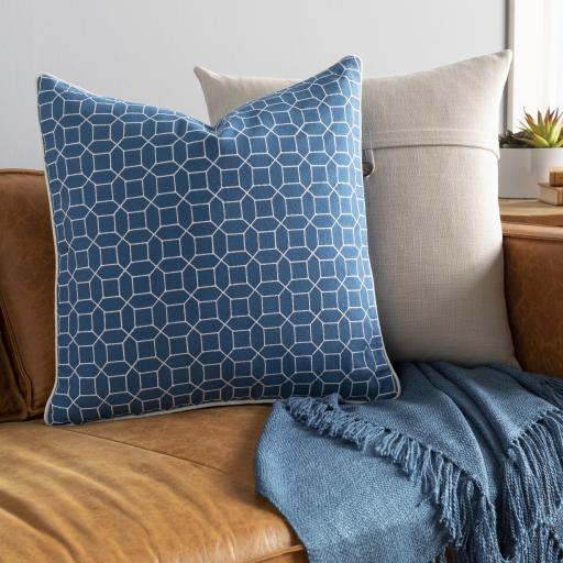 Surya Fenna FEN-002 Blue White 18"H x 18"W Pillow Cover