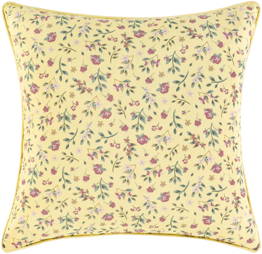 Surya Floret FOE-003 Bright Yellow Light Green 20"H x 20"W Pillow Cover