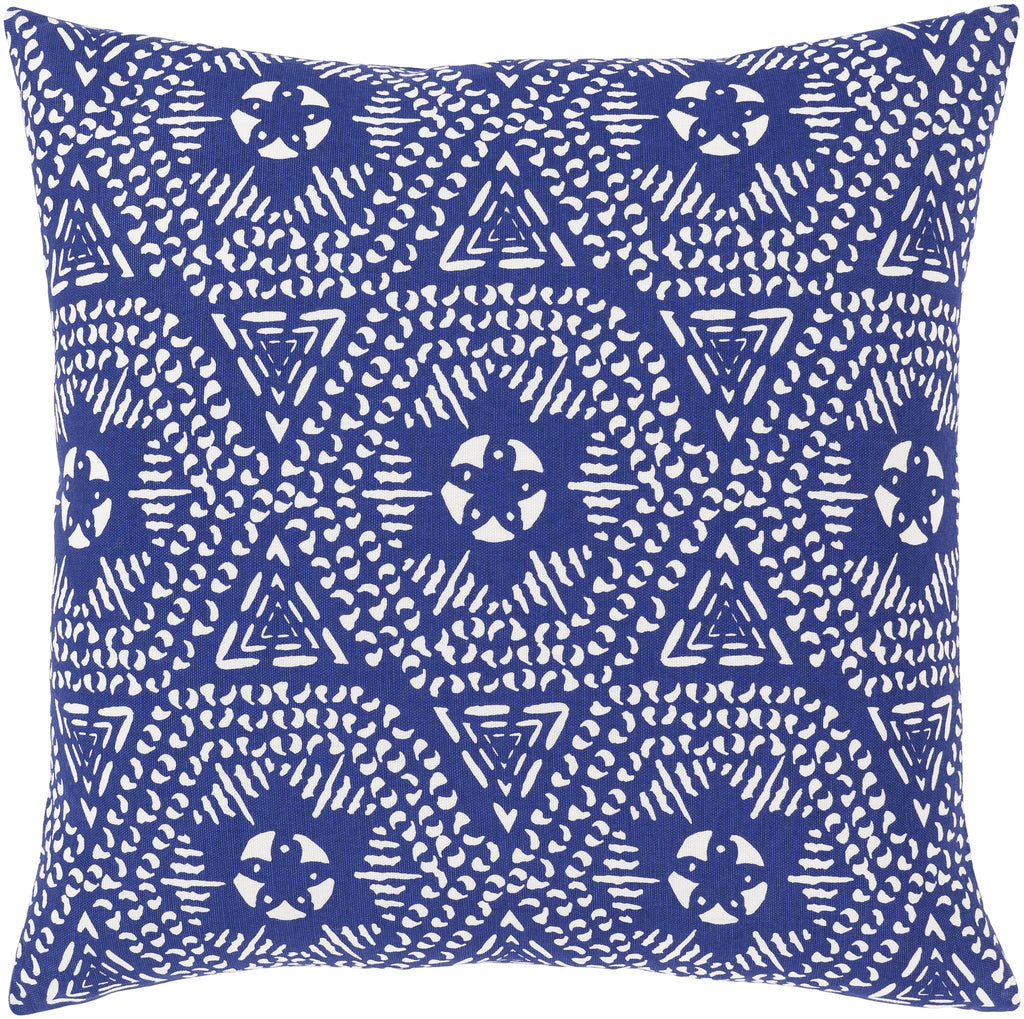 Surya Global Blues GLB-001 Dark Blue White 18"H x 18"W Pillow Cover