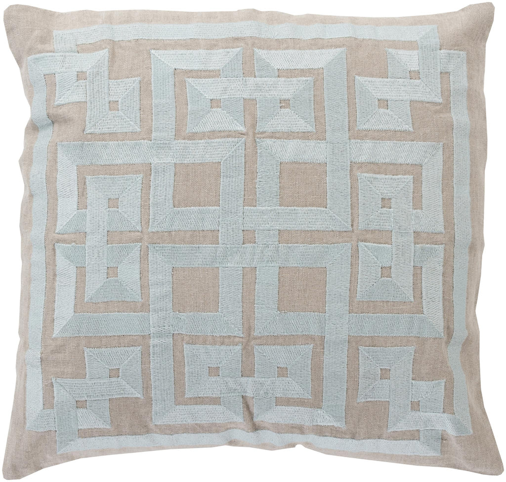 Surya Gramercy LD-010 Ice Blue Taupe 22"H x 22"W Pillow Kit