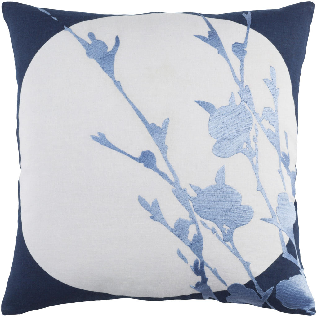 Surya Harvest Moon HR-002 Light Gray Navy 20"H x 20"W Pillow Cover