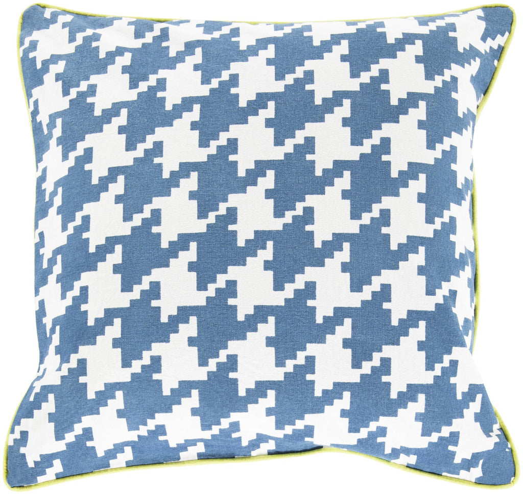 Surya Houndstooth SY-035 Blue Cream 20"H x 20"W Pillow Cover