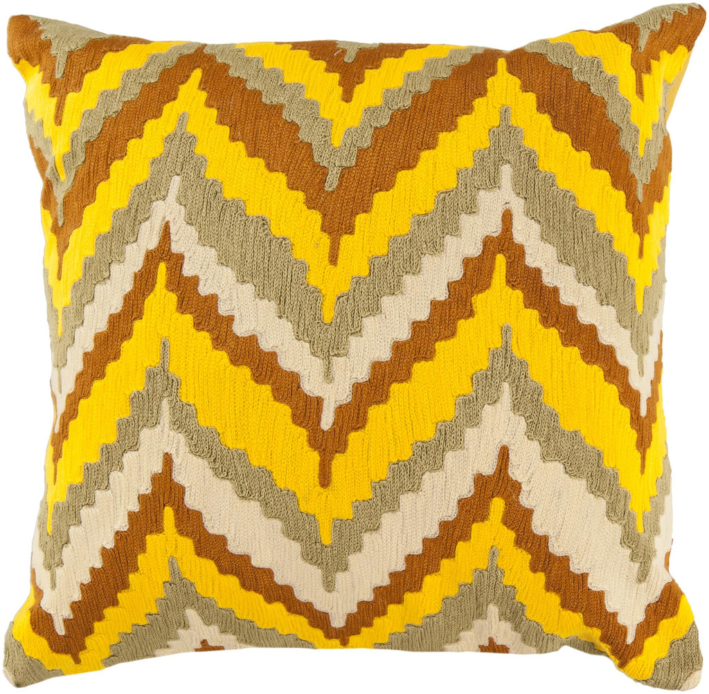 Surya Ikat Chevron AR-055 Camel Olive 18"H x 18"W Pillow Kit