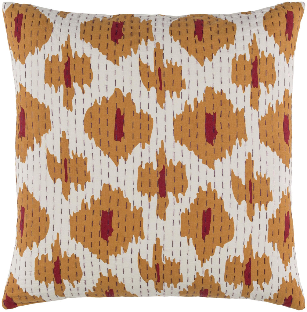 Surya Kantha KTH-003 Burnt Orange Cream 22"H x 22"W Pillow Cover