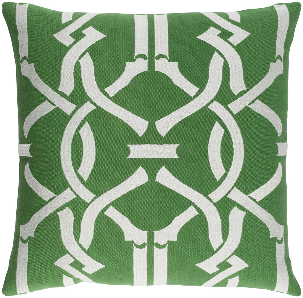 Surya Kingdom KGDM-7039 Emerald Ivory 18"H x 18"W Pillow Cover