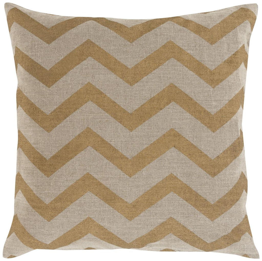 Surya Metallic Stamped MS-005 Metallic Gold Tan 18"H x 18"W Pillow Cover