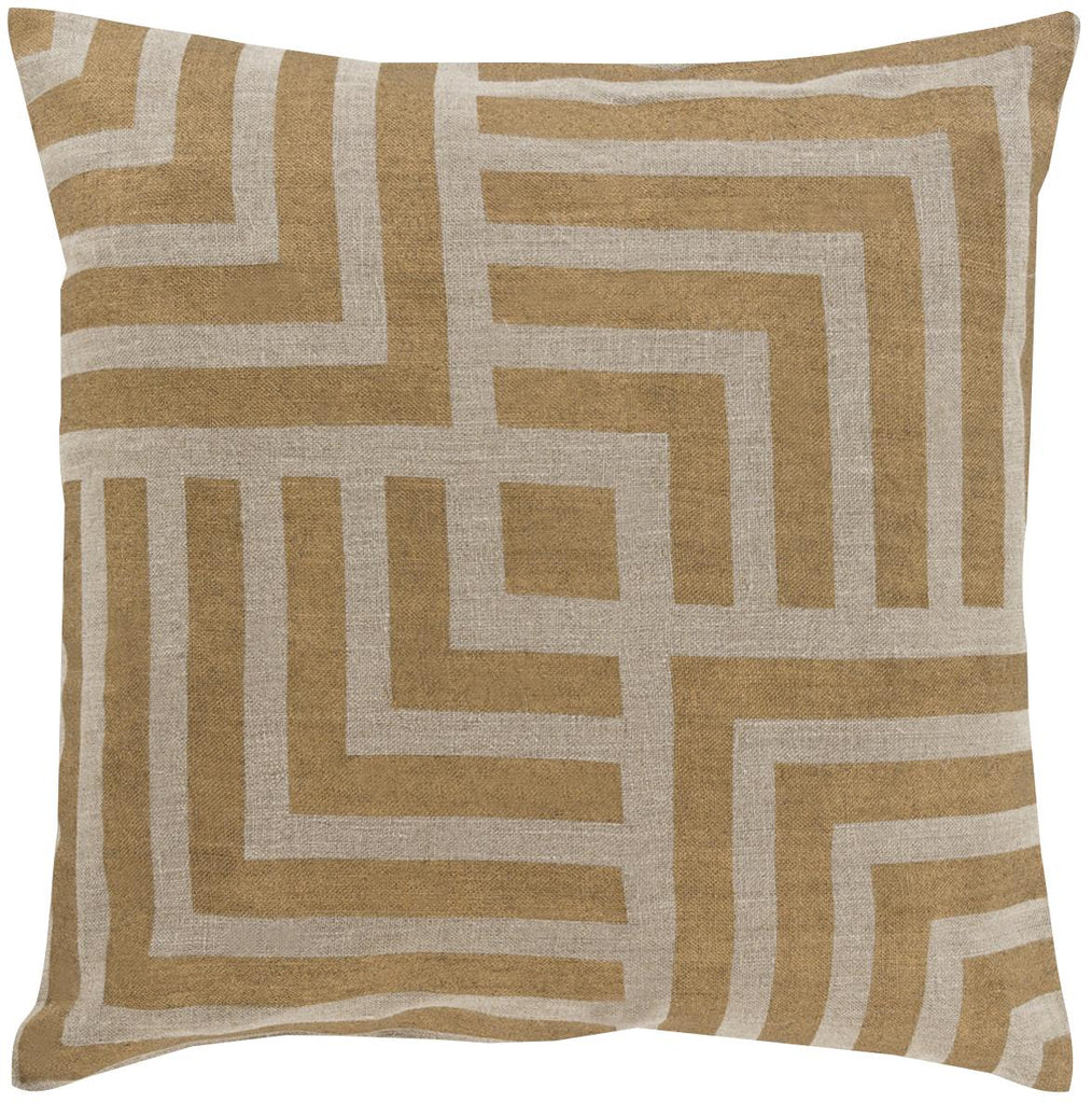 Surya Metallic Stamped MS-006 Metallic Gold Tan 18"H x 18"W Pillow Cover