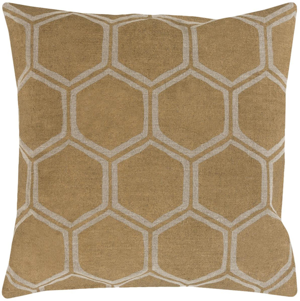 Surya Metallic Stamped MS-007 Metallic Gold Tan 18"H x 18"W Pillow Cover