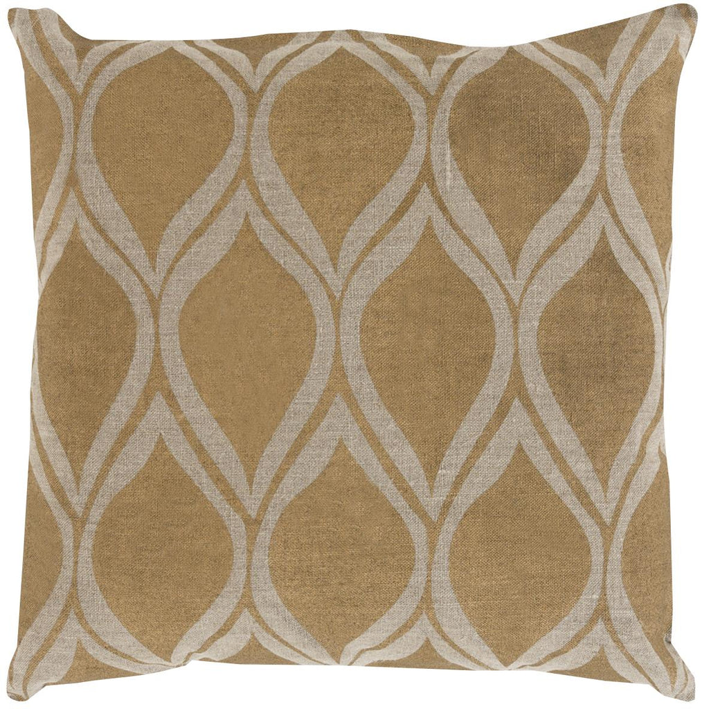 Surya Metallic Stamped MS-008 Metallic Gold Tan 18"H x 18"W Pillow Cover