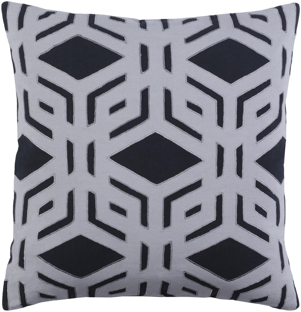 Surya Millbrook MBK-001 Black Gray 20"H x 20"W Pillow Cover