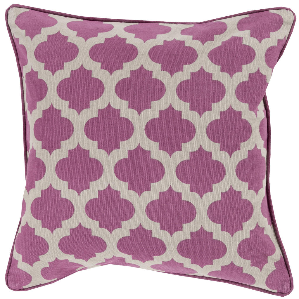 Surya Morrocan Printed Lattice MPL-005 Medium Gray Plum 20"H x 20"W Pillow Cover