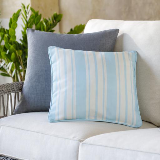 Surya Nautical Stripe NS-002 Aqua Ivory 16"H x 16"W Pillow Cover