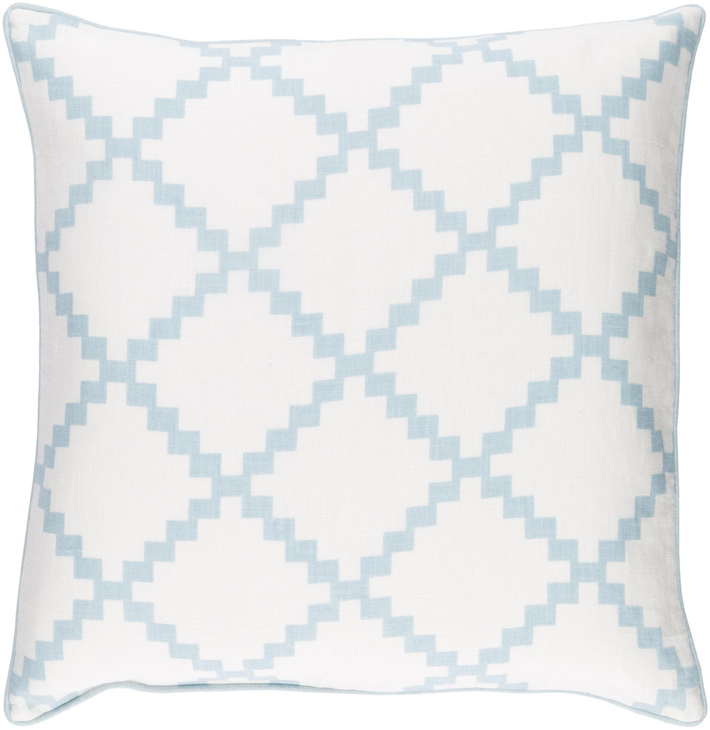 Surya Parsons PR-005 Ice Blue White 18"H x 18"W Pillow Cover