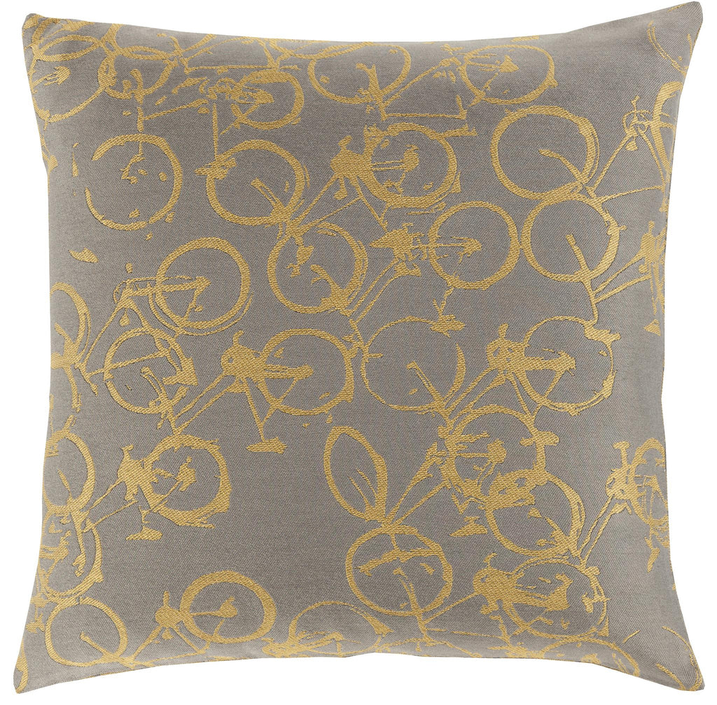 Surya Pedal Power PDP-002 Charcoal Mustard 13"H x 19"W Pillow Cover