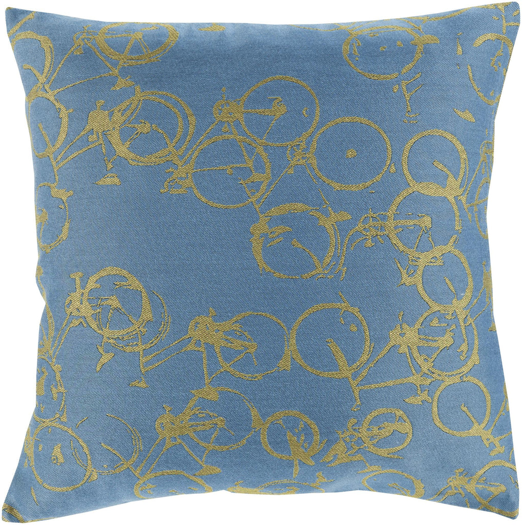 Surya Pedal Power PDP-004 Blue Olive 13"H x 19"W Pillow Cover