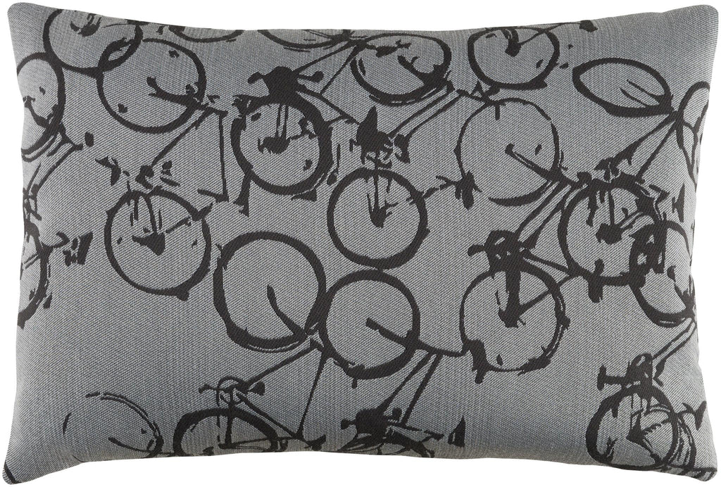 Surya Pedal Power PDP-005 Charcoal Off-White 13"H x 19"W Pillow Cover