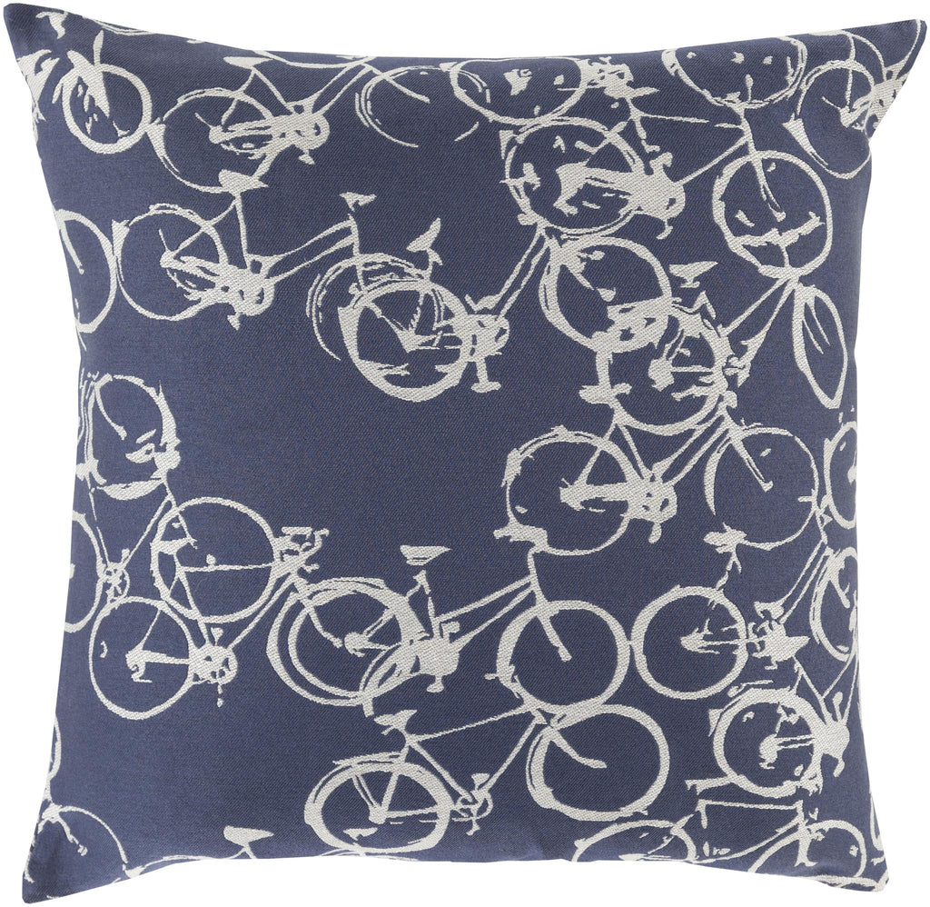 Surya Pedal Power PDP-007 Light Gray Navy 13"H x 19"W Pillow Cover