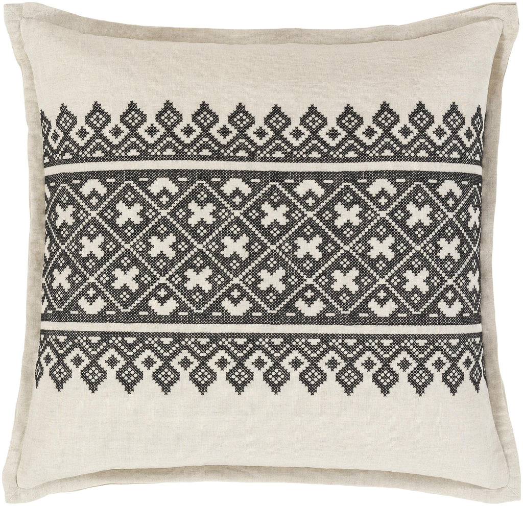 Surya Pentas PEN-002 Black Ivory 20"H x 20"W Pillow Cover