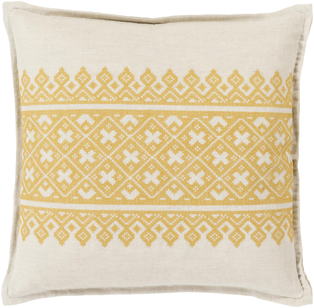 Surya Pentas PEN-004 Ivory Mustard 22"H x 22"W Pillow Cover