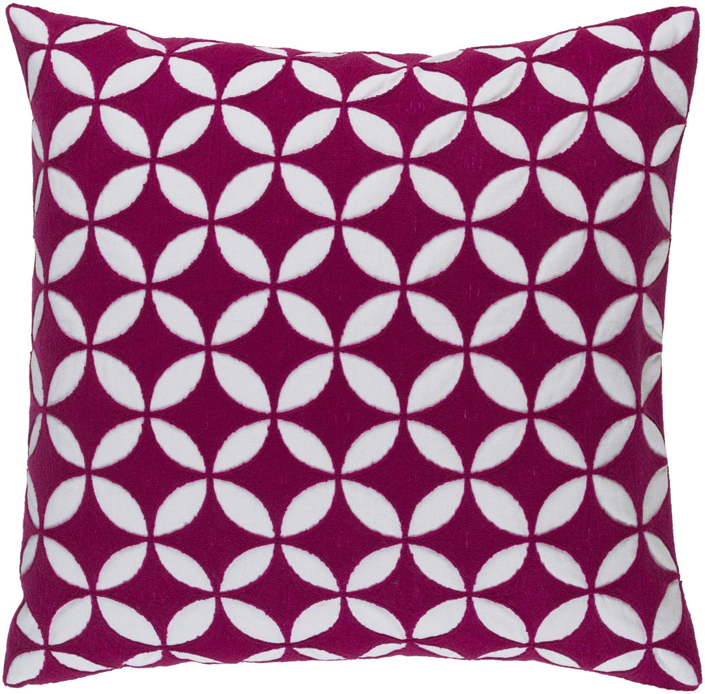 Surya Perimeter PER-002 Fuchsia White 18"H x 18"W Pillow Cover