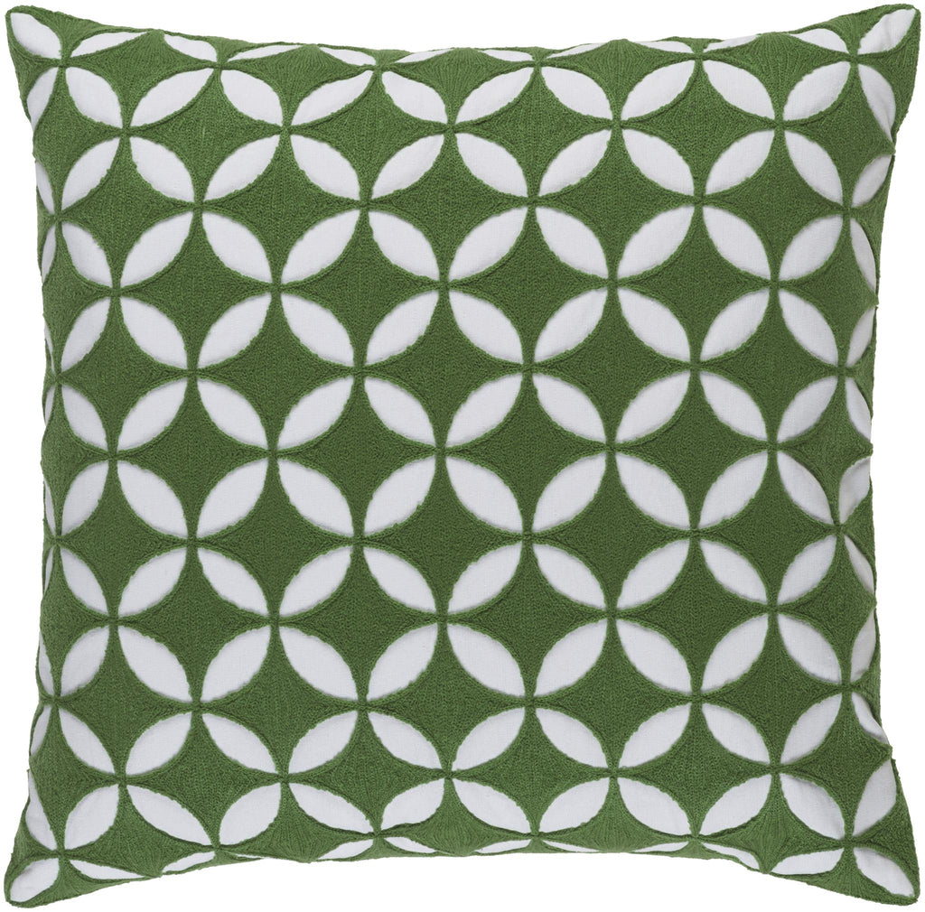 Surya Perimeter PER-004 Medium Green White 18"H x 18"W Pillow Cover