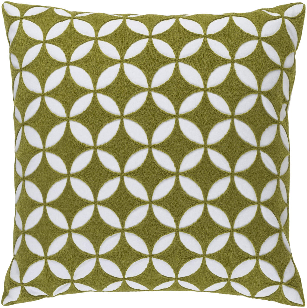 Surya Perimeter PER-005 Light Olive White 18"H x 18"W Pillow Cover