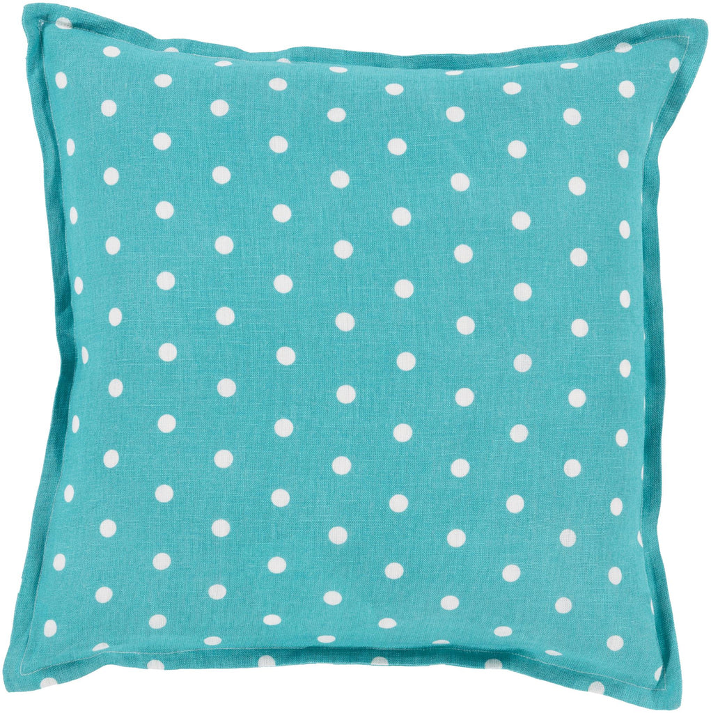 Surya Polka Dot PD-001 Cream Teal 18"H x 18"W Pillow Cover