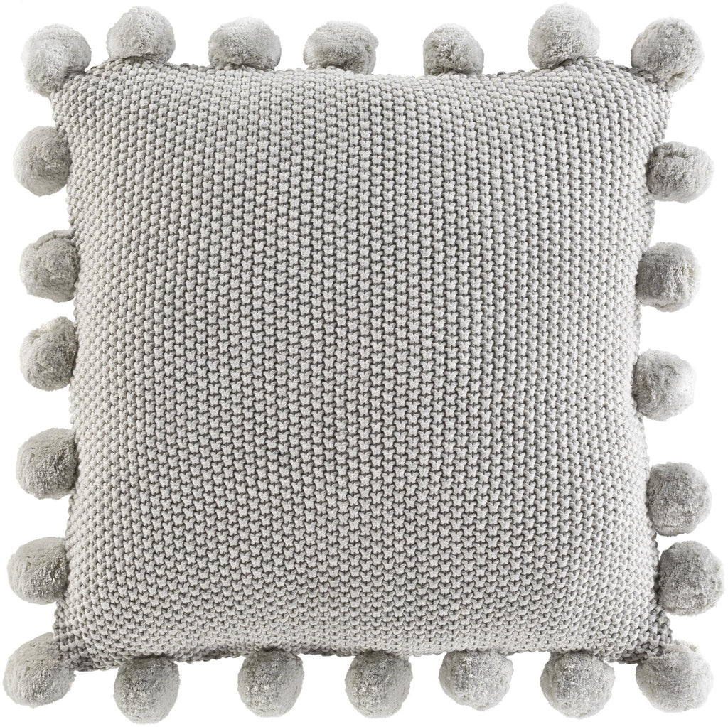 Surya Pomtastic POM-003 Light Gray 18"H x 18"W Pillow Cover