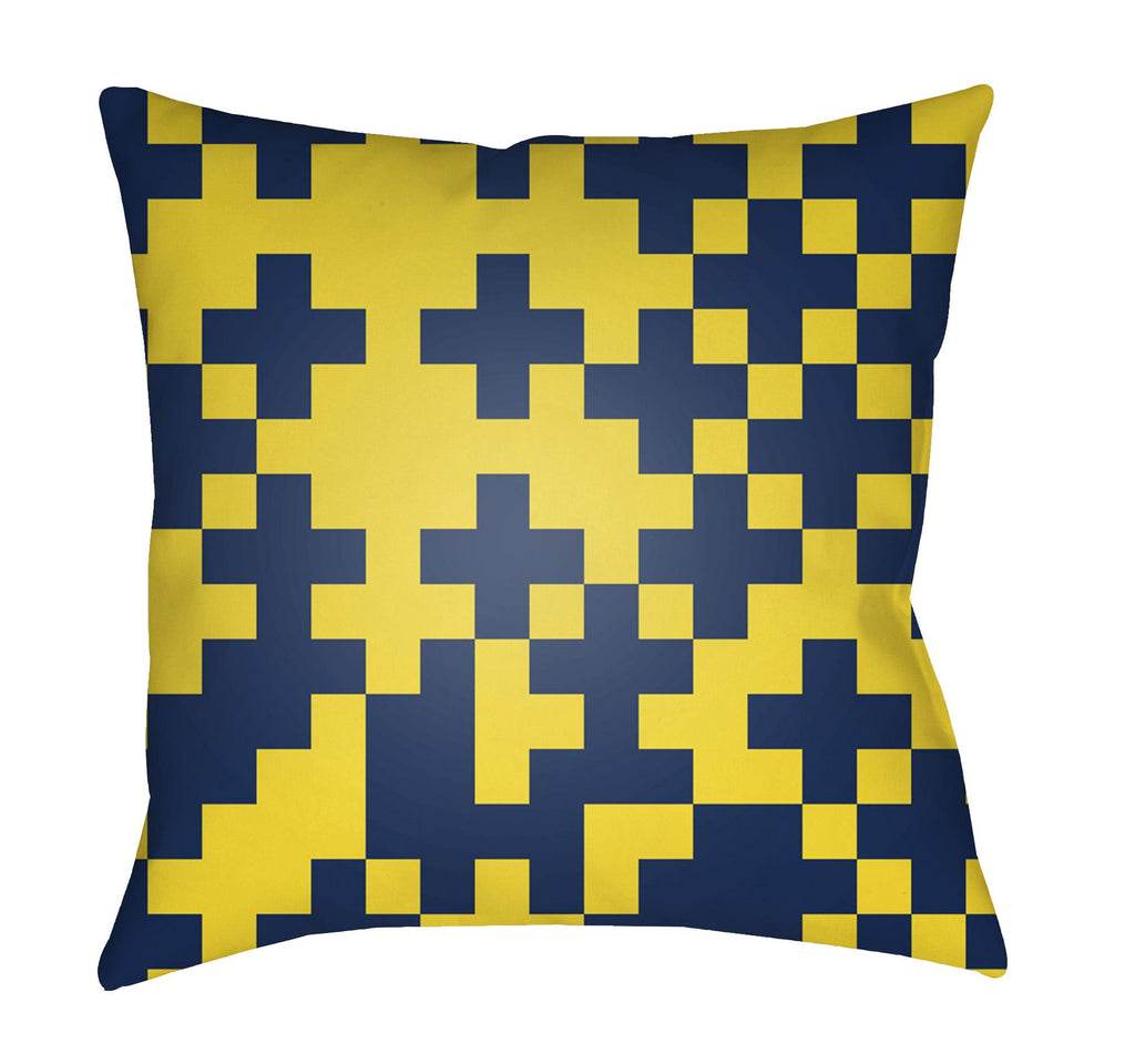 Surya Scandanavian SN-005 Dark Blue Yellow 18"H x 18"W Pillow Cover