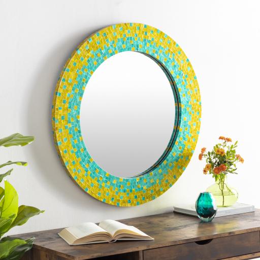 Surya Eckley EKY-002 Green Turquoise 32"H x 32"W x 0.8"D Mirror