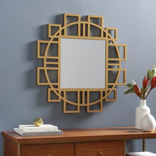 Surya Glasgow GAW-001 Gold 32"H x 32"W x 0.7"D Mirror