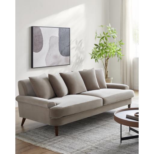 Surya Cila CILA-002 Medium Gray Wood 29"H x 87"W x 40"D Sofa