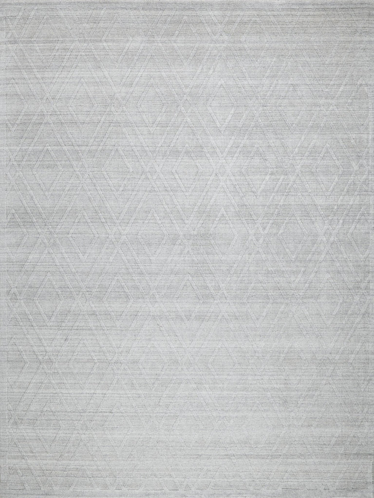 Exquisite Rugs Castelli Handloomed Bamboo Silk and New Zealand Wool 5629 Light Silver 10' x 14' Area Rug