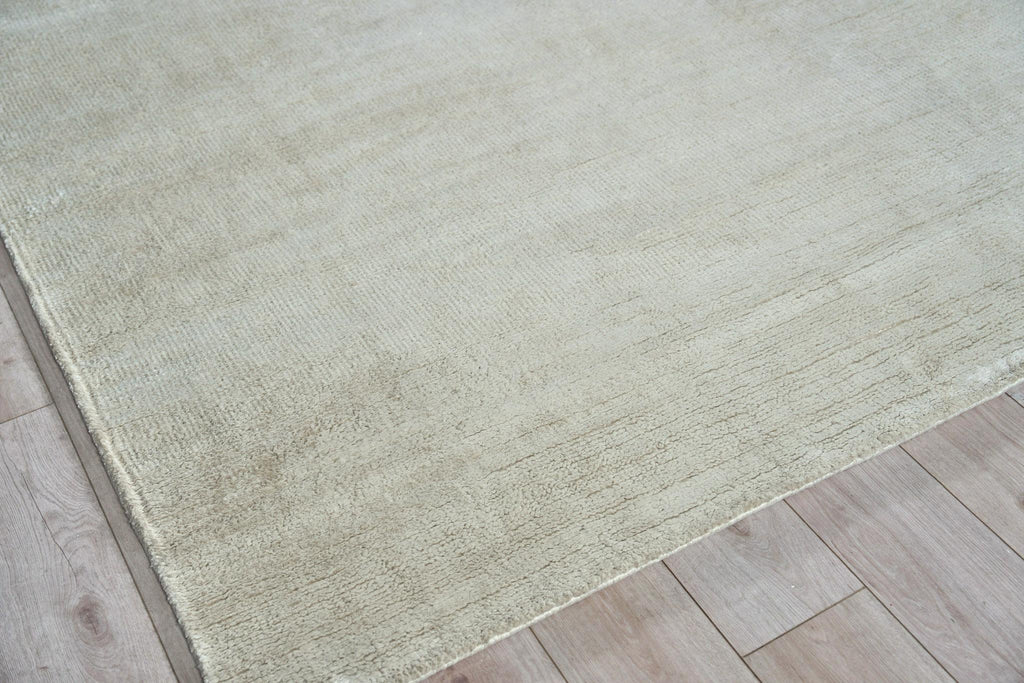 Exquisite Plush Hand-Knotted Bamboo Silk and Wool White Area Rug 9.0'X12.0' Rug